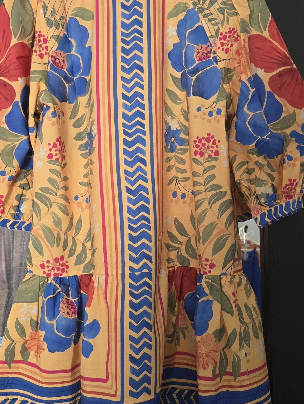 FARM Rio Yellow Floral Mini Dress with Blue & Orange Flowers - Picture 5 of 6